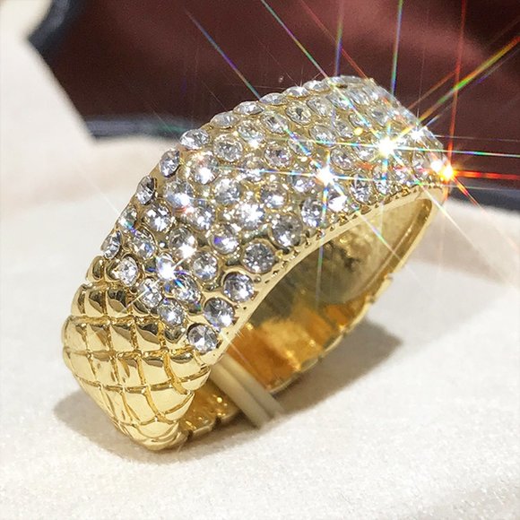 Jewelry - "Eternity Gold Plated Cubic Zirconia Fashion Ring for Women/Men, UNVN12372